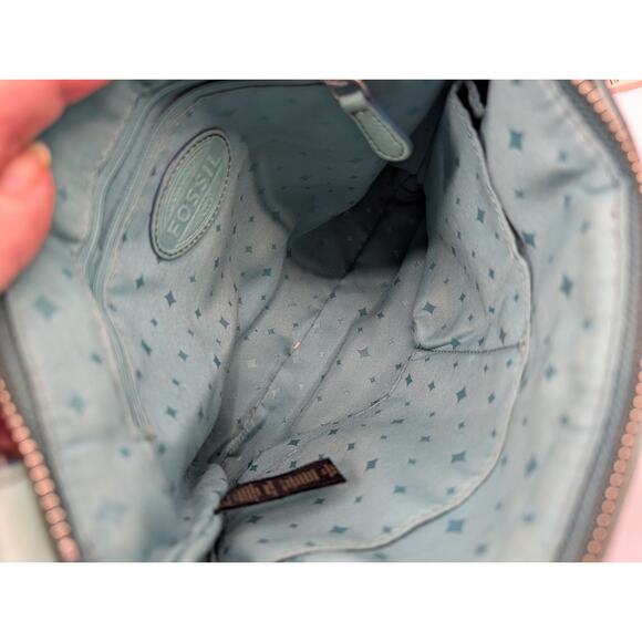 Fossil Marlow Teal Blue Green Crossbody Bag Leather Adjustable Strap ** - Picture 7 of 12